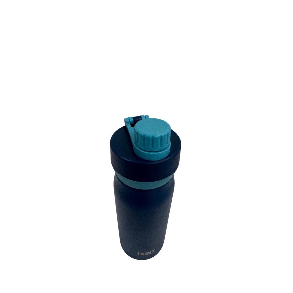 BUILT Insulated Water Bottle 18oz Navy Blue Turquoise Flip Top Lid Unisex